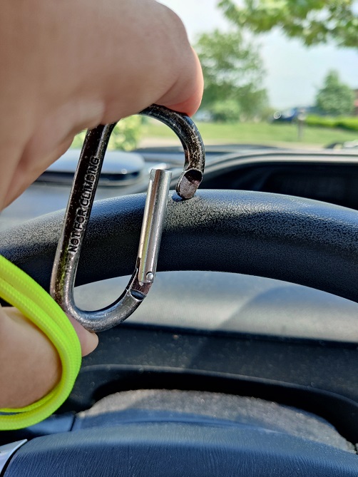 exhibit 2 the carabiner can’t latch onto my steering wheel