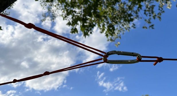 jungle knots and carabiners forming the ridge line